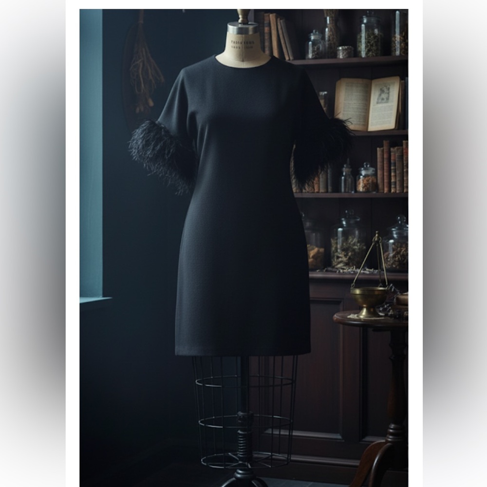 Qi Sleeve Trim Feathers Black Ónix Knight Dress Size L
Dark Academia